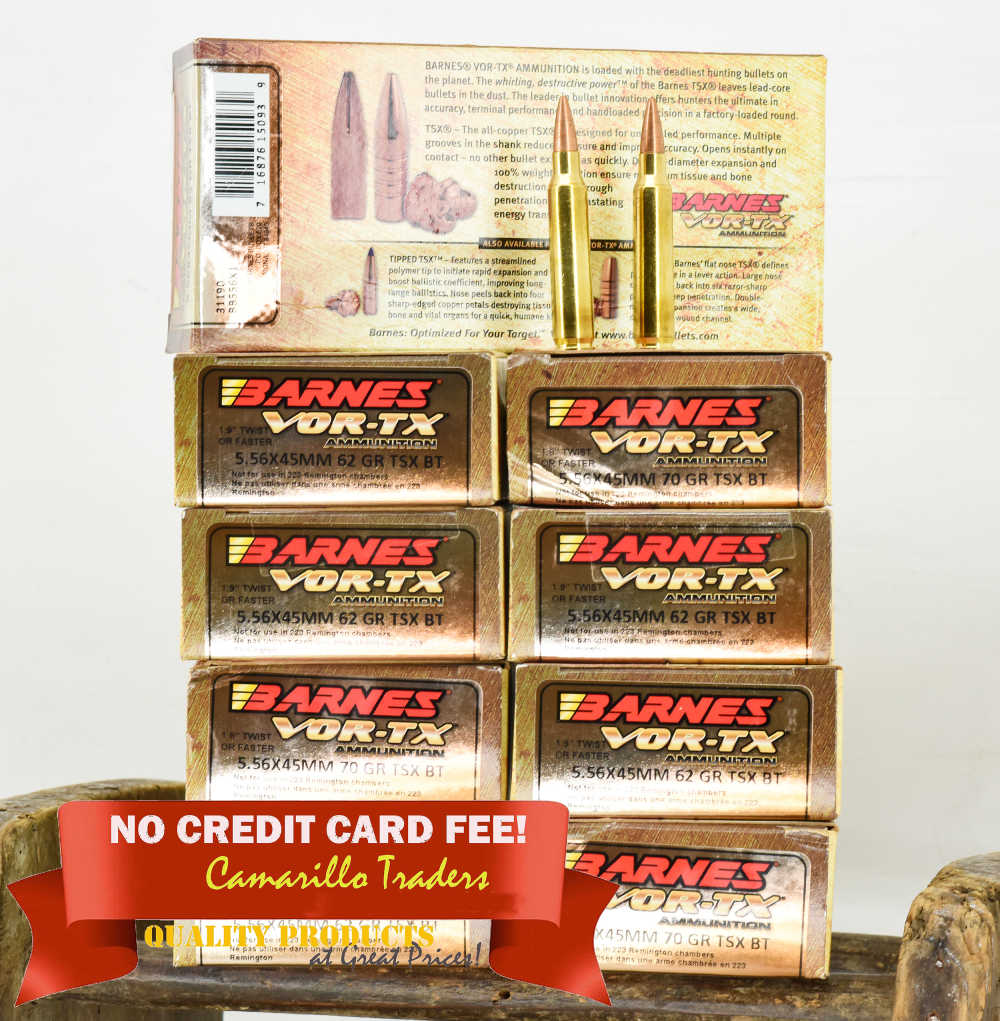 200rds Barnes VOR-TX TXS 5.56x45mm ammunition 62 gr Mfg’s SKU: 31190 10-bxs-img-0
