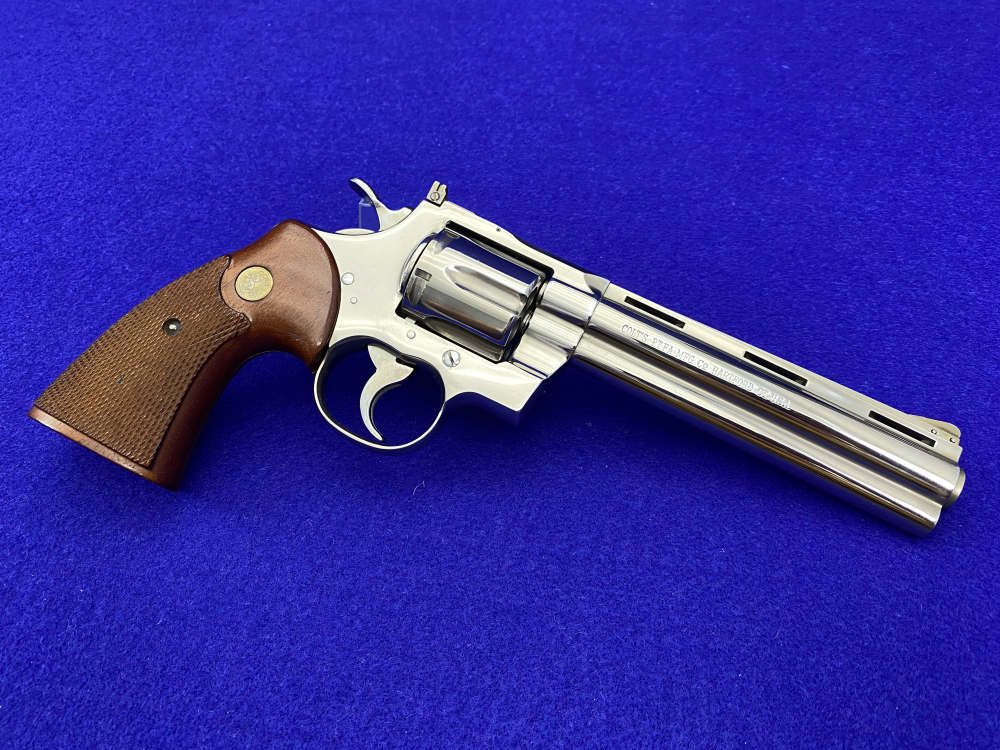 1965 Colt Python .357 Magnum Nickel 6" *NICKEL PYTHON w/ HOLLOW UNDERLUG*-img-13
