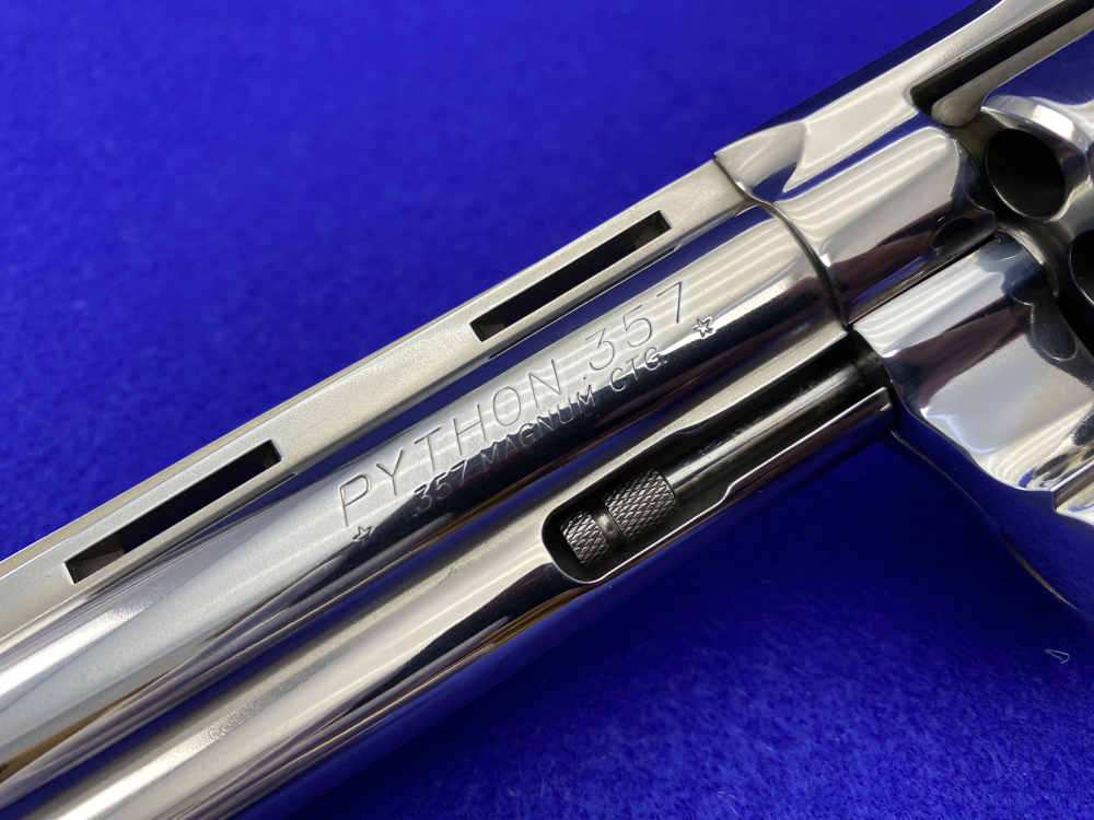 1965 Colt Python .357 Magnum Nickel 6" *NICKEL PYTHON w/ HOLLOW UNDERLUG*-img-9