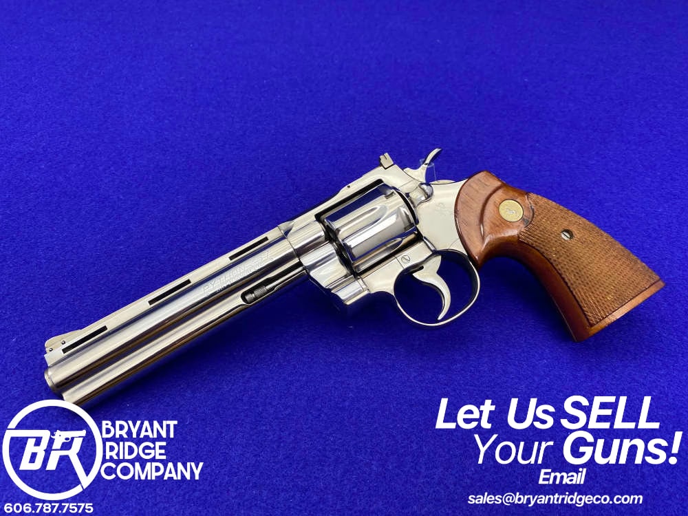 1965 Colt Python .357 Magnum Nickel 6" *NICKEL PYTHON w/ HOLLOW UNDERLUG*-img-0