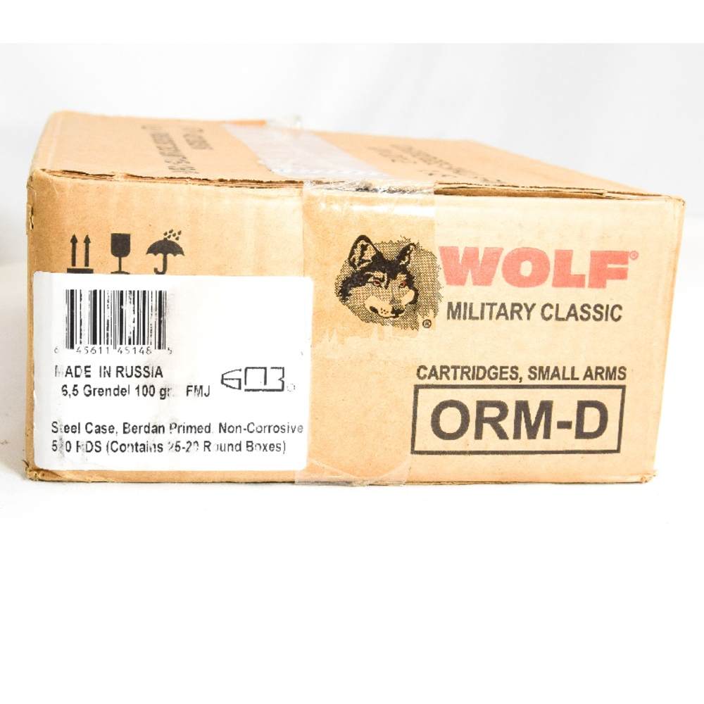 Wolf Military Classic 6.5 Grendel Ammunition 500 Rounds FMJ 100 Grain Steel-img-1