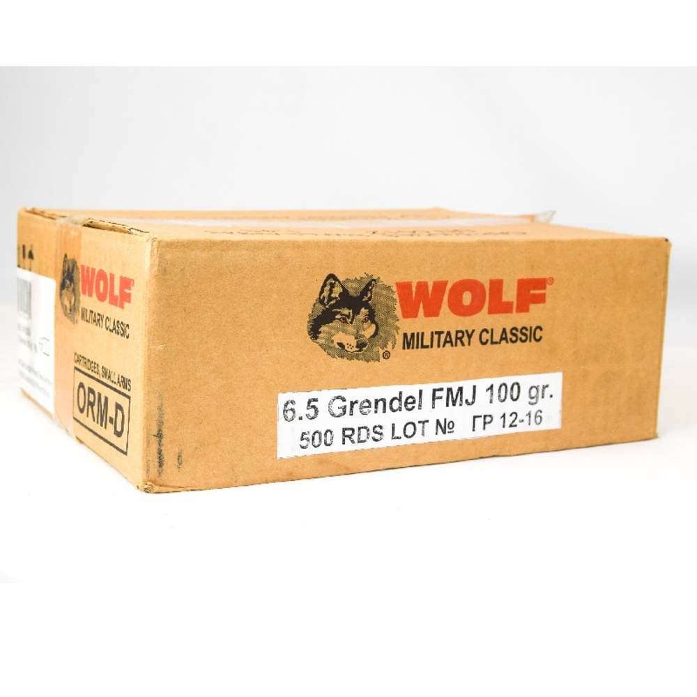 Wolf Military Classic 6.5 Grendel Ammunition 500 Rounds FMJ 100 Grain Steel-img-0