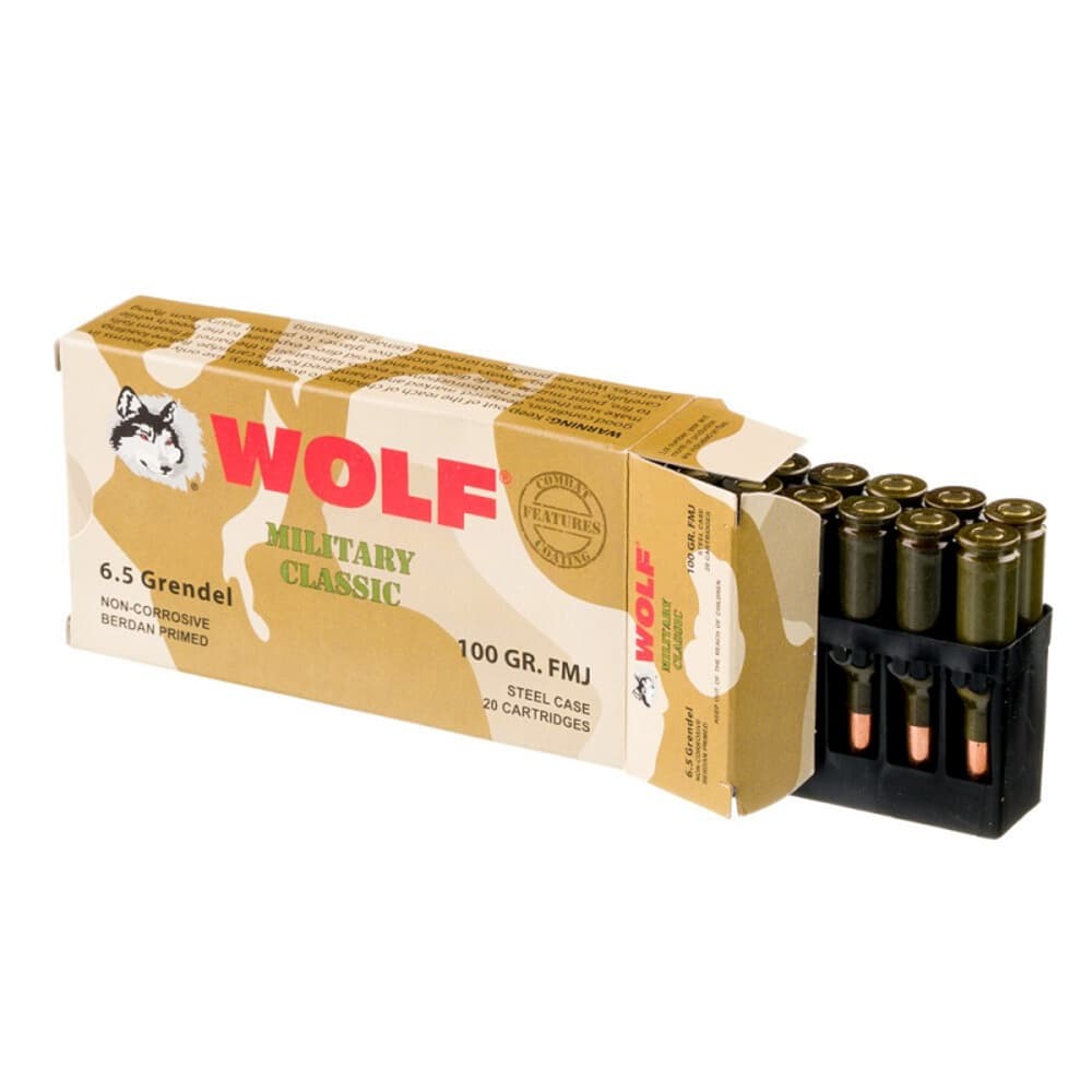 Wolf Military Classic 6.5 Grendel Ammunition 500 Rounds FMJ 100 Grain Steel-img-4