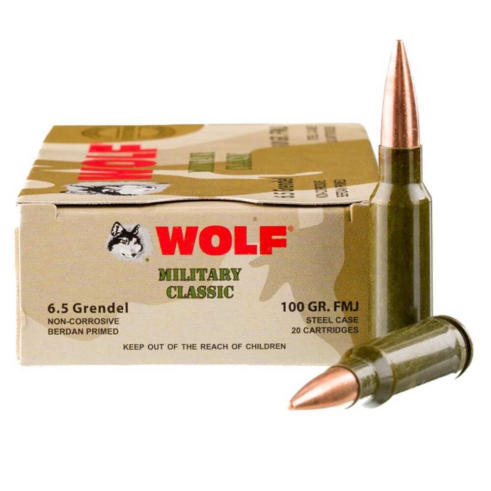 Wolf Military Classic 6.5 Grendel Ammunition 500 Rounds FMJ 100 Grain Steel-img-2
