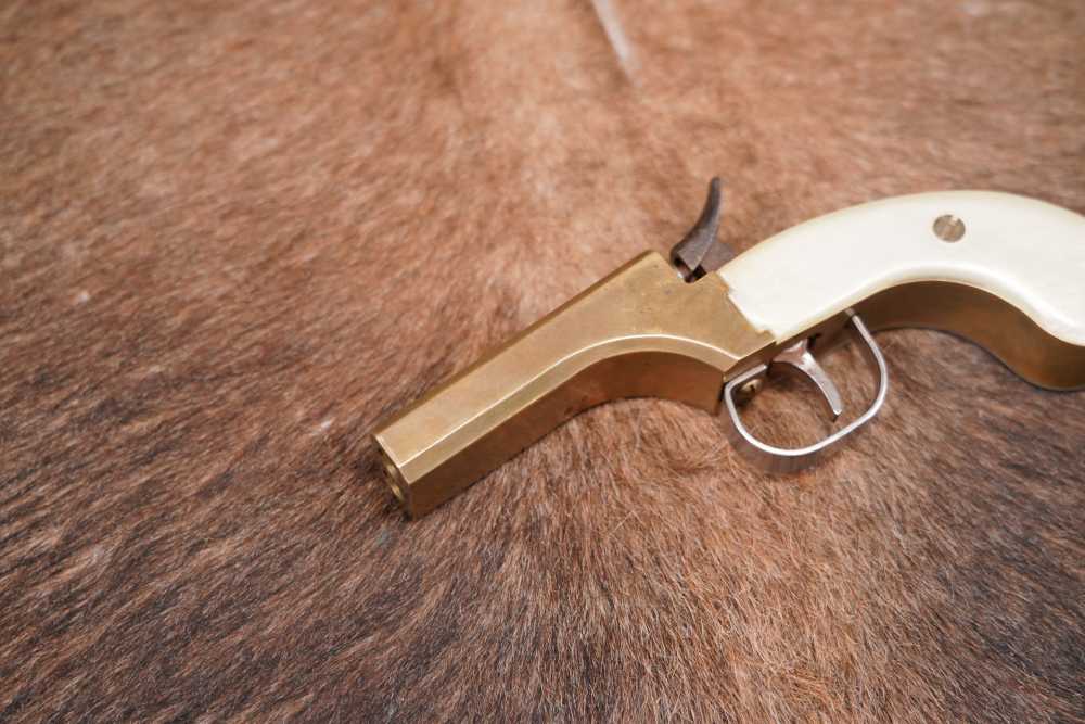 CMC Snake Eyes .36 Caliber 3” Brass Double Barrel Percussion Derringer-img-2