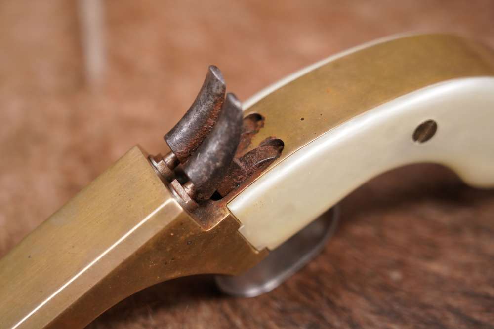 CMC Snake Eyes .36 Caliber 3” Brass Double Barrel Percussion Derringer-img-15