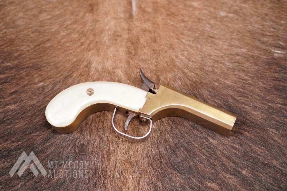 CMC Snake Eyes .36 Caliber 3” Brass Double Barrel Percussion Derringer-img-0