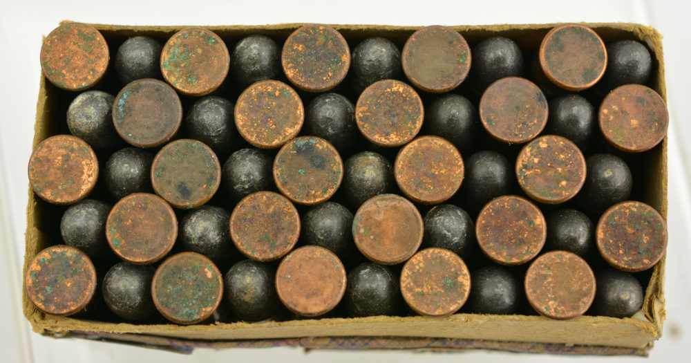 Rare Full Union Metallic Cartridge Co. 44 Long Rim Fire Ammo Dog's Head Log-img-6