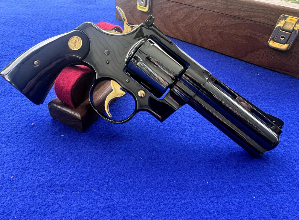 Mint 1968 Colt Python .357 Mag 4" VR Brite Blue Gold Accents C&R-img-36