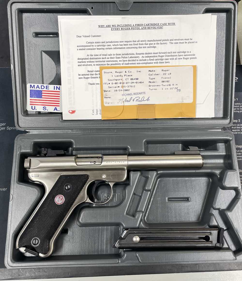 Ruger Mark II Target 5in Stainless Steel - BOX & PAPERS 2002 EXCELLENT COND-img-0