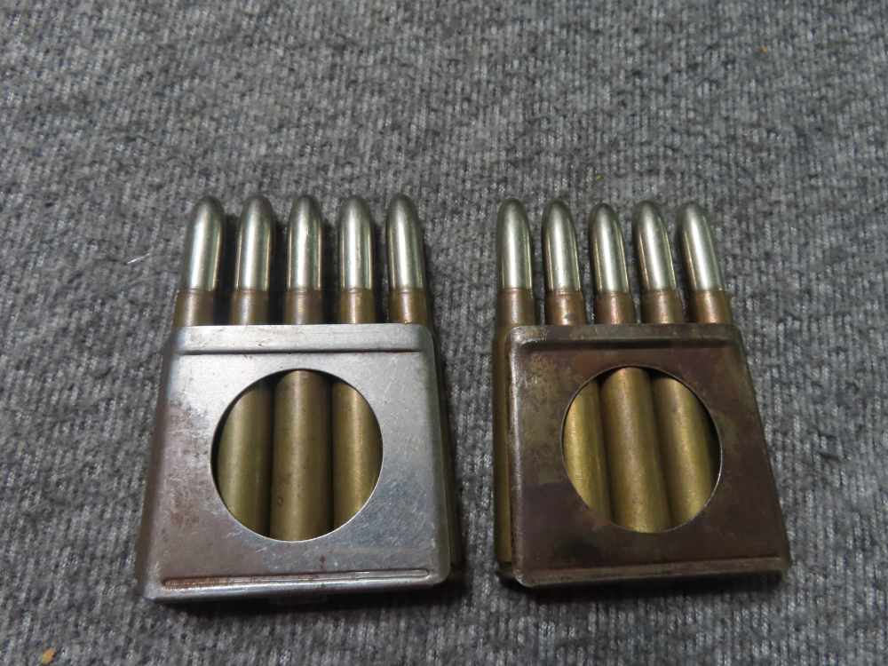 2 ORIGINAL FULL CLIPS OF GEW 88 GERMAN COMMISSION RIFLE 8mm MAUSER AMMO-img-0