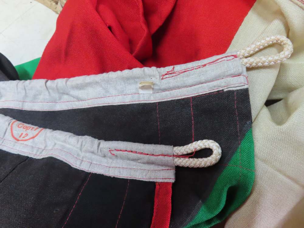 VINTAGE FLAG OF KUWAIT DATED 1978 ON THE HOIST END WITH OTHER WRITTING-img-9