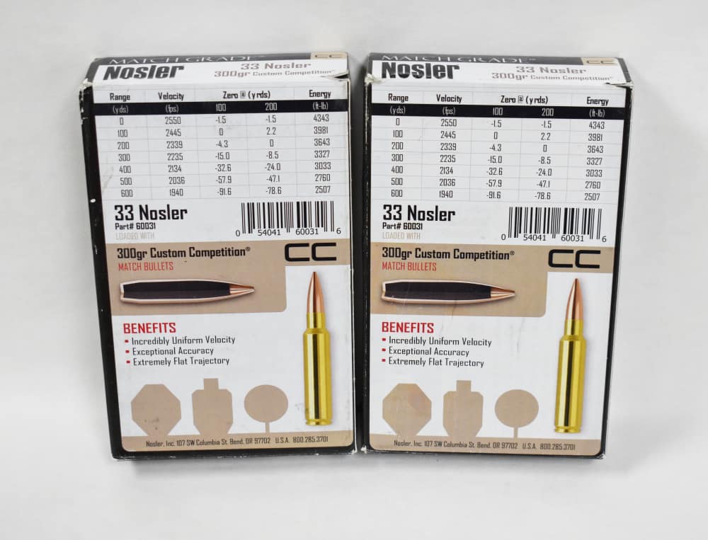 NOSLER 33 NOSLER 300GR CUSTOM COMPETITION  X2 20RD BOXES AMMO PENNY SALE-img-1