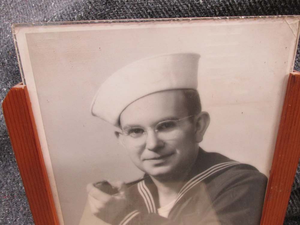 WWII 8x10 PORTRAIT OF US Navy CB W/ 1944 DATED JAPANESE SOUVENIER DOCUMENTS-img-1