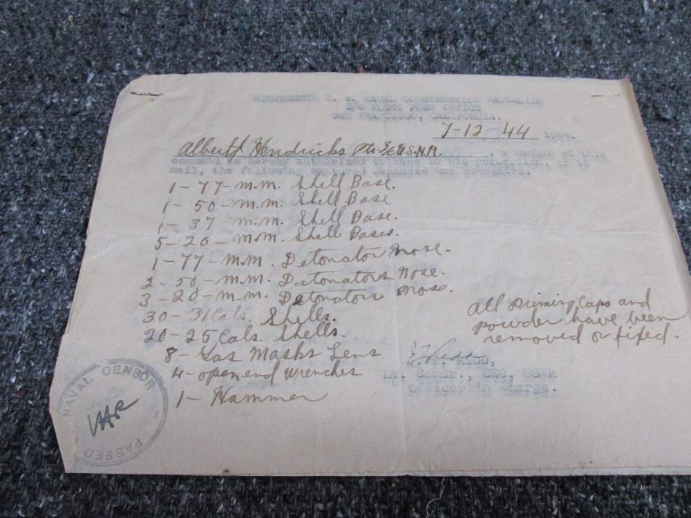 WWII 8x10 PORTRAIT OF US Navy CB W/ 1944 DATED JAPANESE SOUVENIER DOCUMENTS-img-8