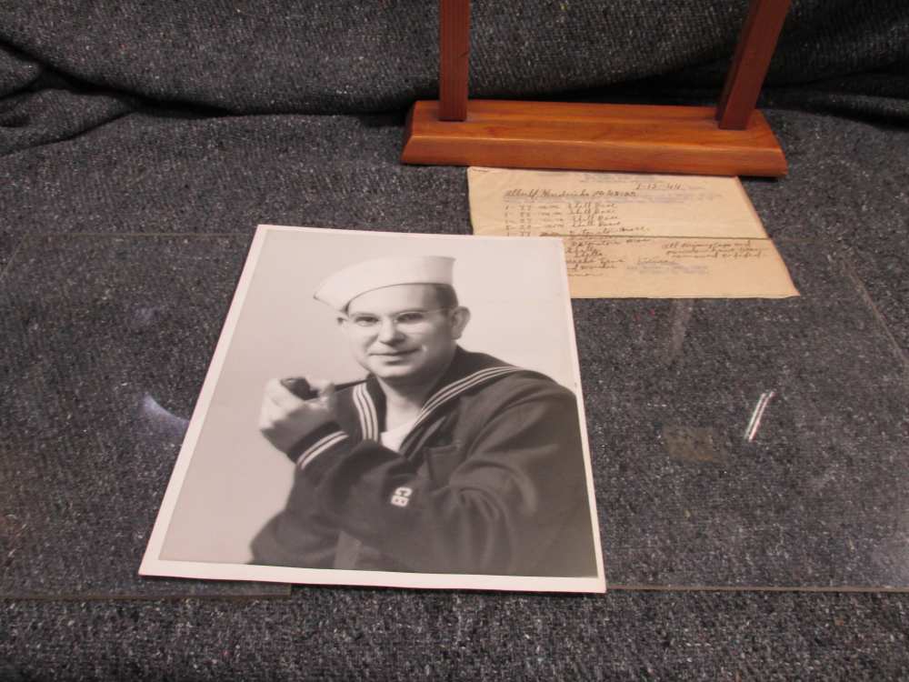 WWII 8x10 PORTRAIT OF US Navy CB W/ 1944 DATED JAPANESE SOUVENIER DOCUMENTS-img-7