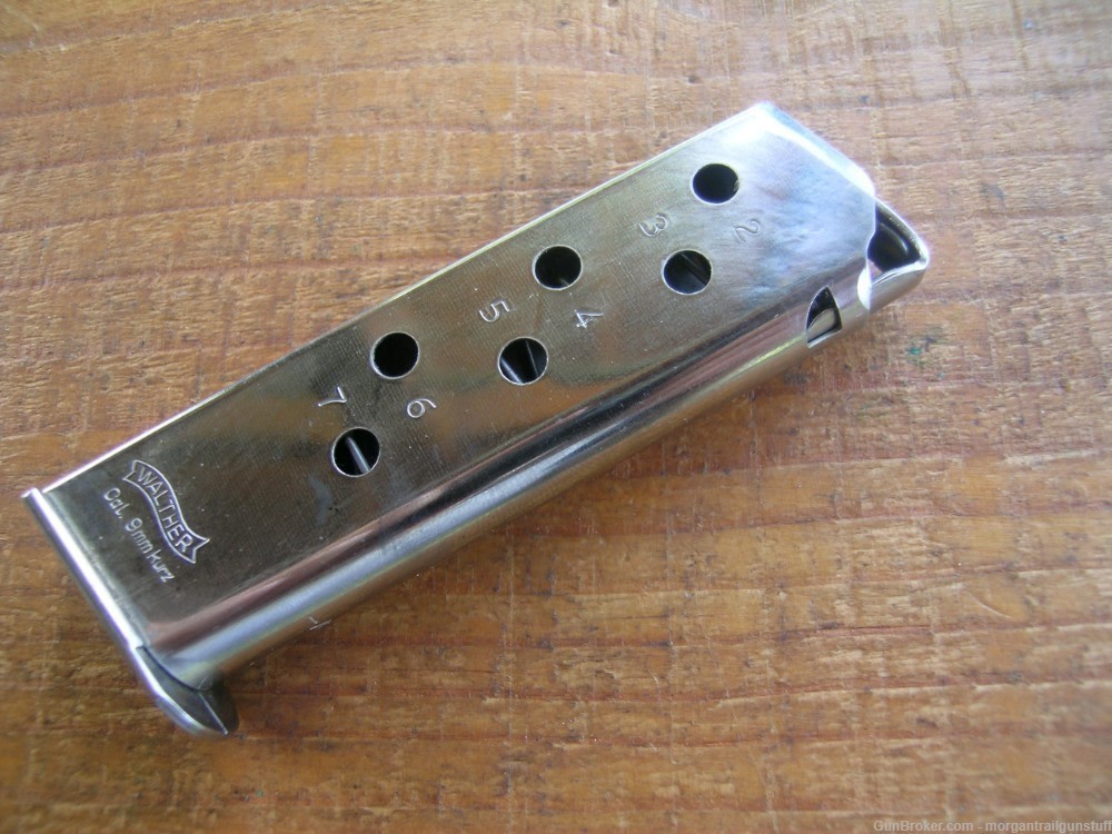 Interarms Walther PPK/S 7rd Factory Stainless or Nickel Magazine Orig .380-img-0