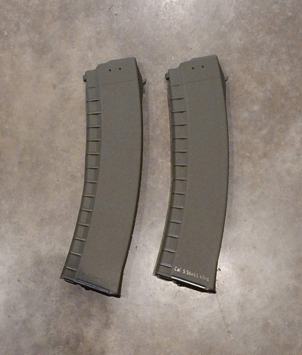(2) TWO Bulgarian AK-556 45rd Mags Magazines 5.56x45 AKM Military green-img-0