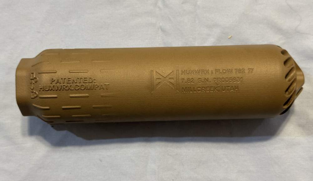 Huxwrx Flow 762 Ti Silencer 7.62 5/8x24 FDE with Muzzle Brake-img-1