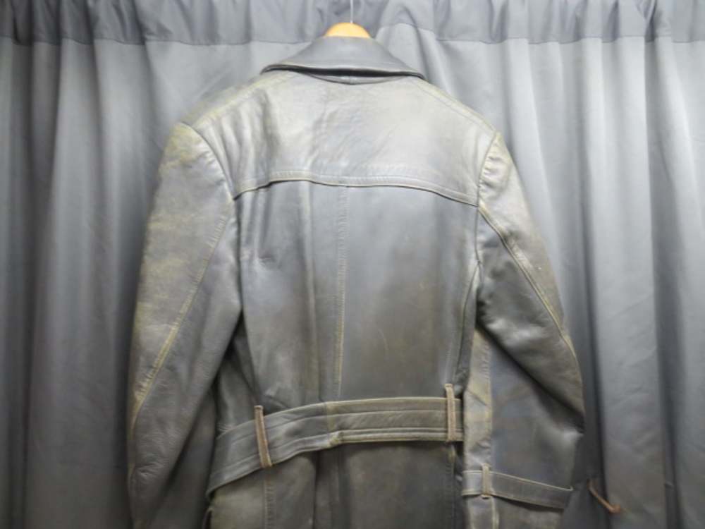 SET-WWII GERMAN KRIEGSMARINE NAVY LEATHER OVERCOAT & BREECHES-img-6