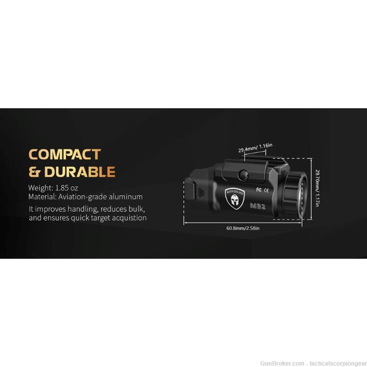 TSG Rail Mounted Weapon Light Fit:G17 /19 /P365/G3C/2C/M&P9/HellcatPro/1911-img-8