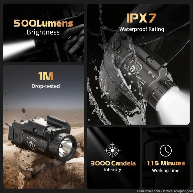 TSG Rail Mounted Weapon Light Fit:G17 /19 /P365/G3C/2C/M&P9/HellcatPro/1911-img-5