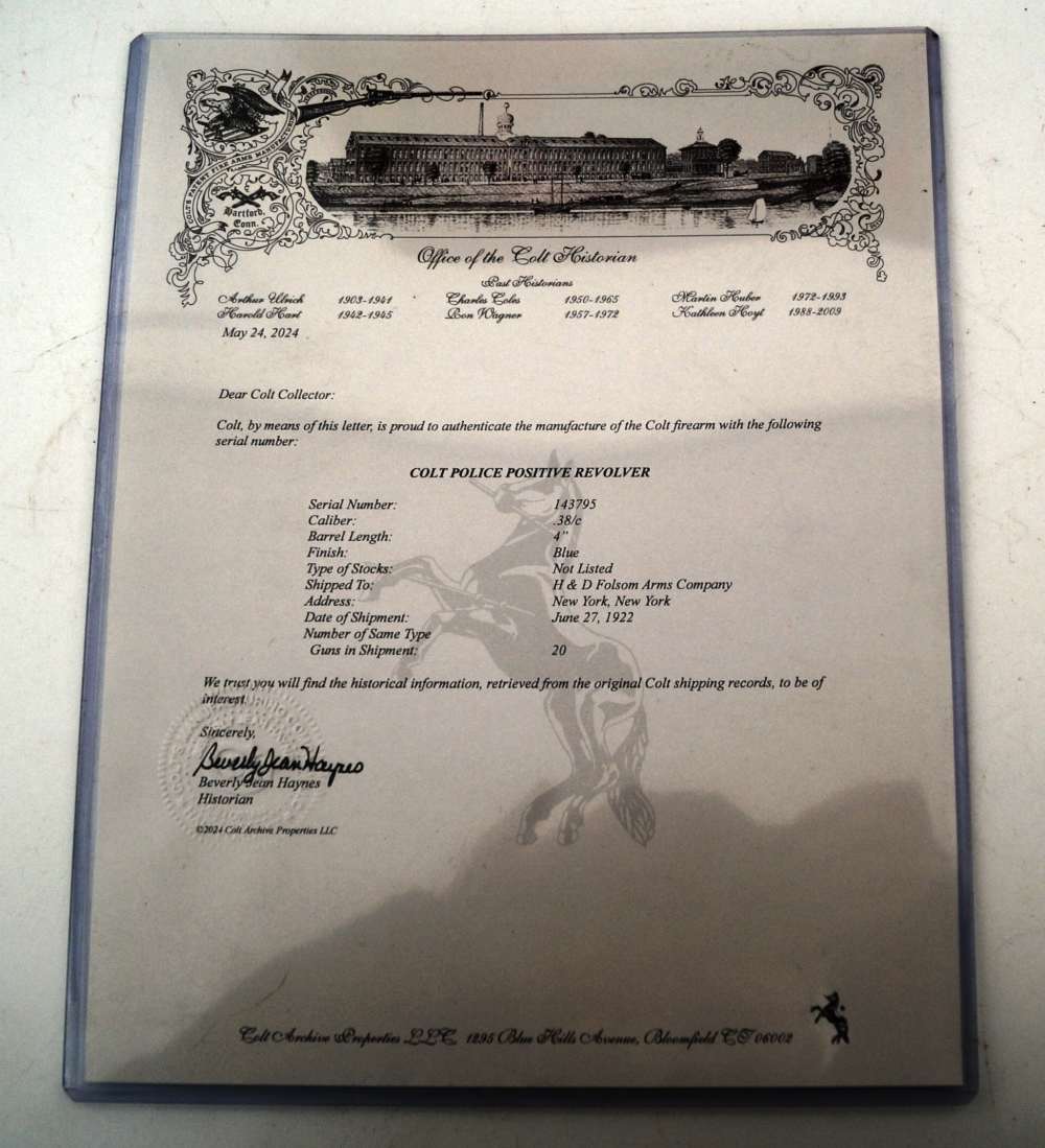 COLT POLICE POSITIVE WITH ORIGINAL BOX AND COLT ARCHIVE PAPER-img-9