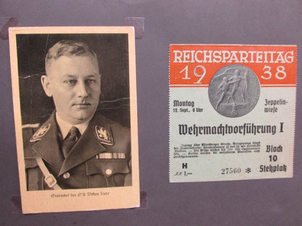 WWII ERA GERMAN PHOTO ALBUM WITH 50 PICTURES & 1938 SA 1938 TICKET-img-0