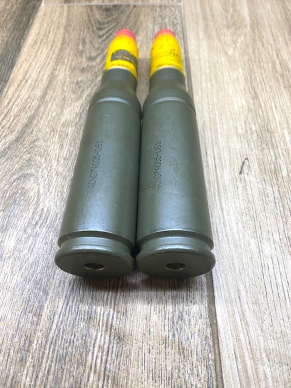 Pair 25mm HEI INERT Bradley AFV Artillery Cannon Shell Projectile No Fuze -img-7