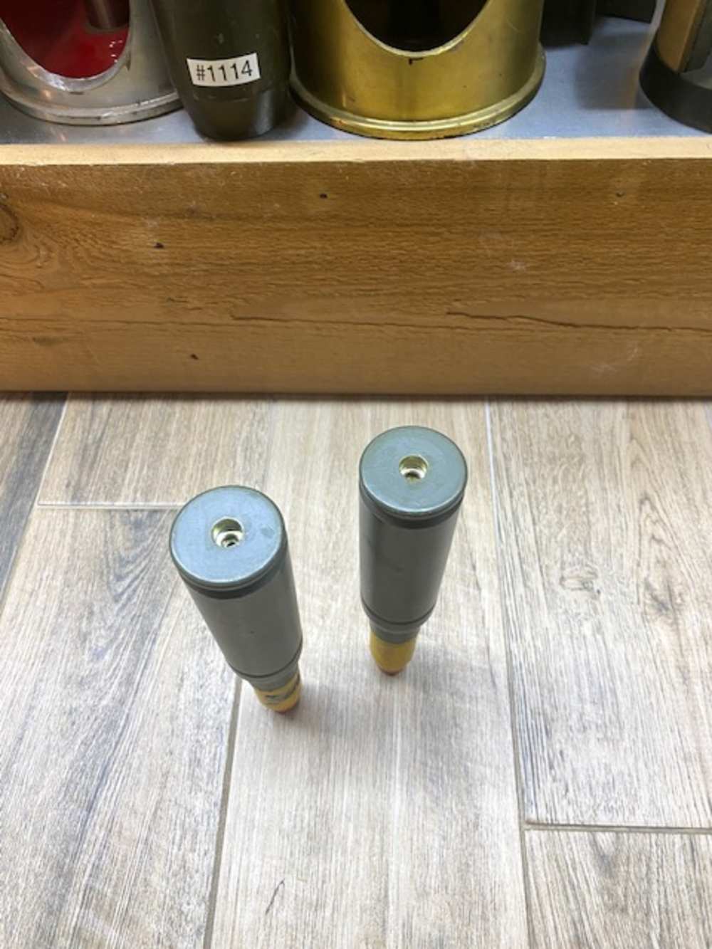 Pair 25mm HEI INERT Bradley AFV Artillery Cannon Shell Projectile No Fuze -img-3