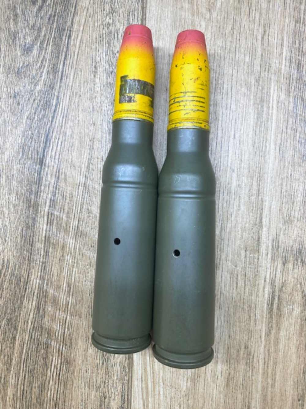 Pair 25mm HEI INERT Bradley AFV Artillery Cannon Shell Projectile No Fuze -img-5