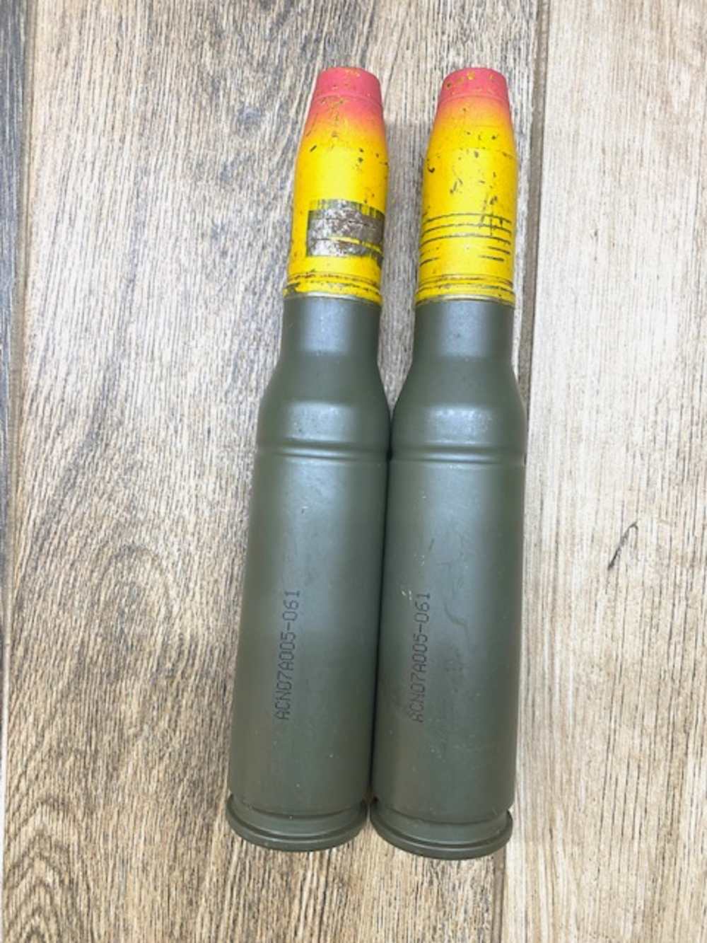 Pair 25mm HEI INERT Bradley AFV Artillery Cannon Shell Projectile No Fuze -img-6