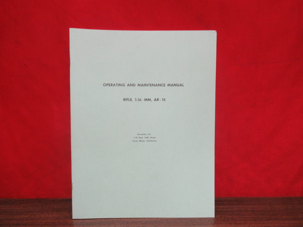 RARE Original Armalite AR18 Operating And Maintenance Manual-img-0