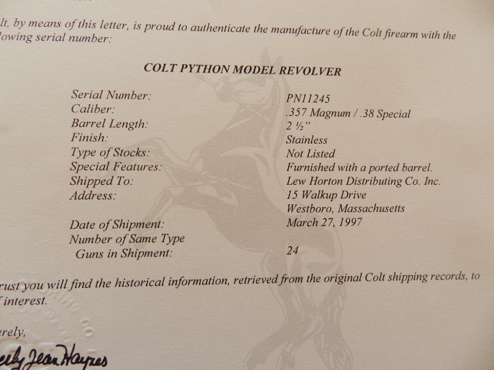Colt Python Lew Horton Spl THREE CONSECUTIVE NIB with Letters-img-28