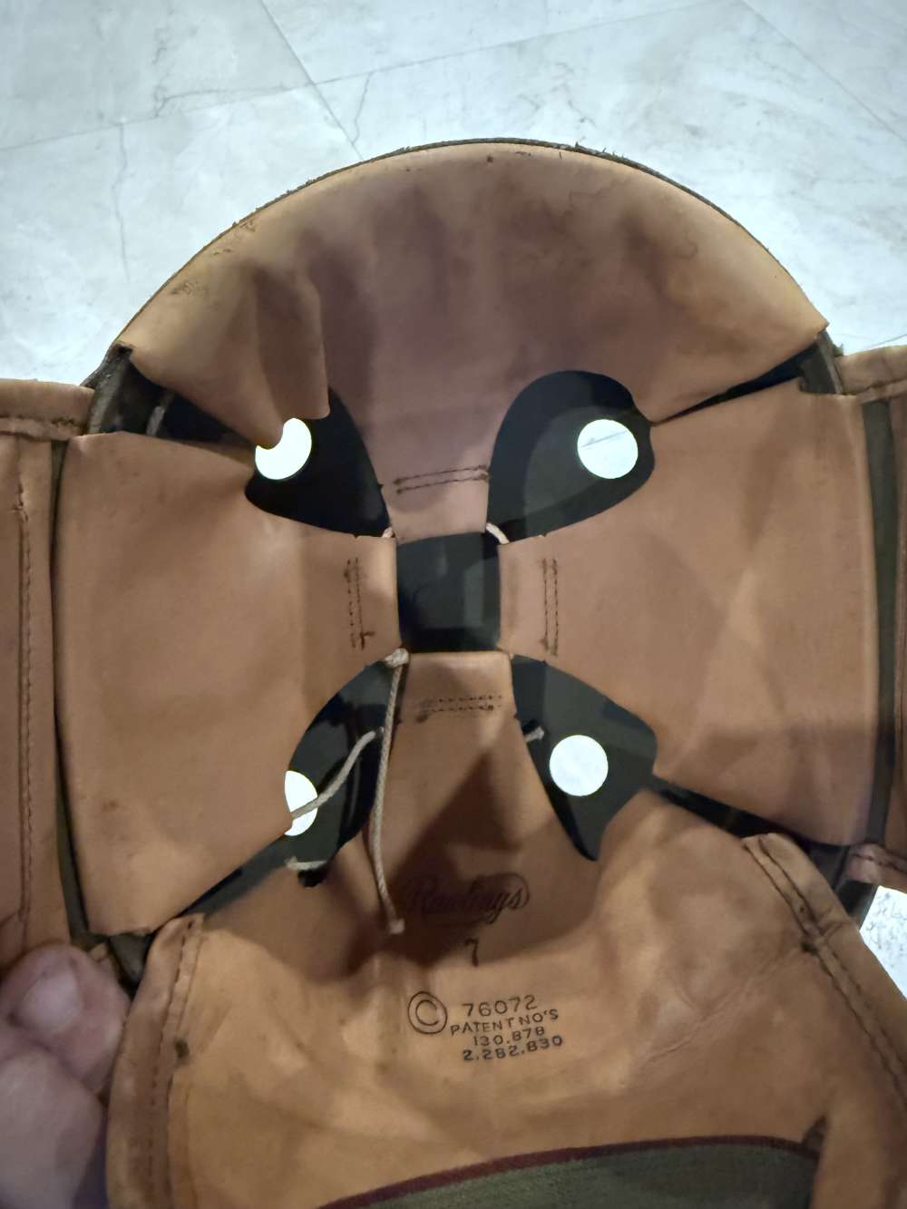 WWII US Army M1938 Tanker Helmet Rawlings Size 7 Original Armored Leather -img-4