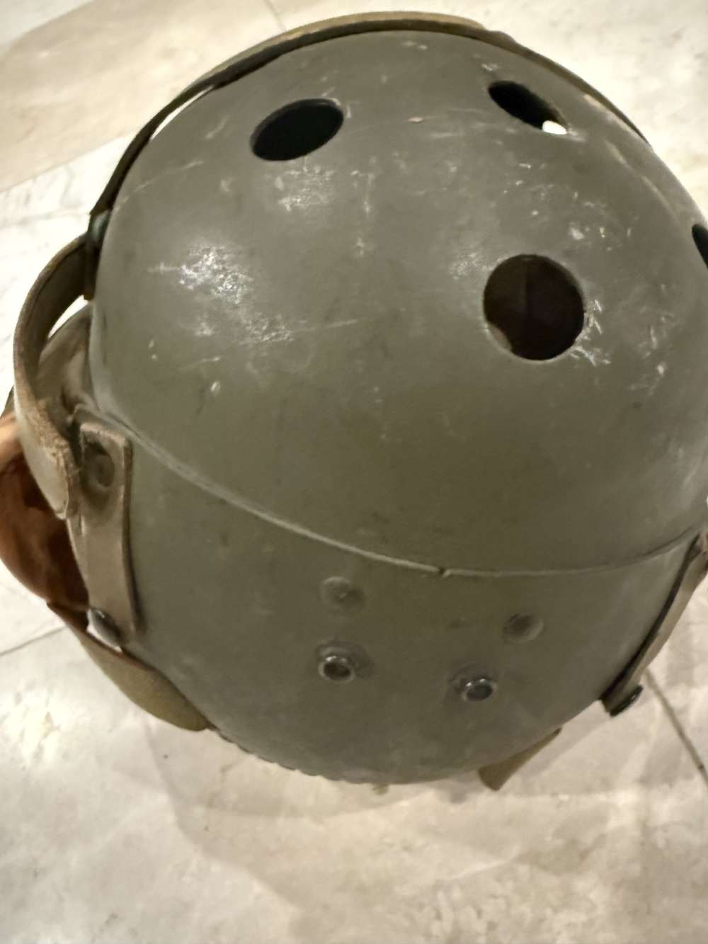 WWII US Army M1938 Tanker Helmet Rawlings Size 7 Original Armored Leather -img-6