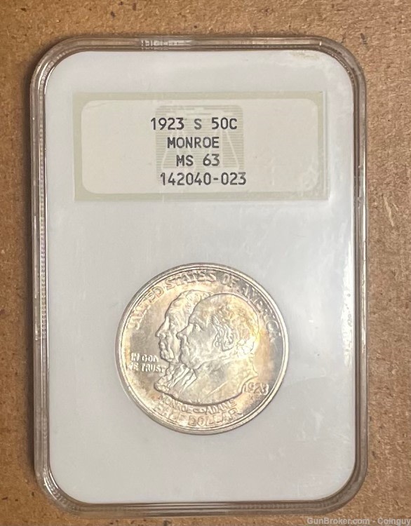 1923-S Monroe Doctrine Commem Half Dollar, MS63 NGC Old FATTY Holder-img-0