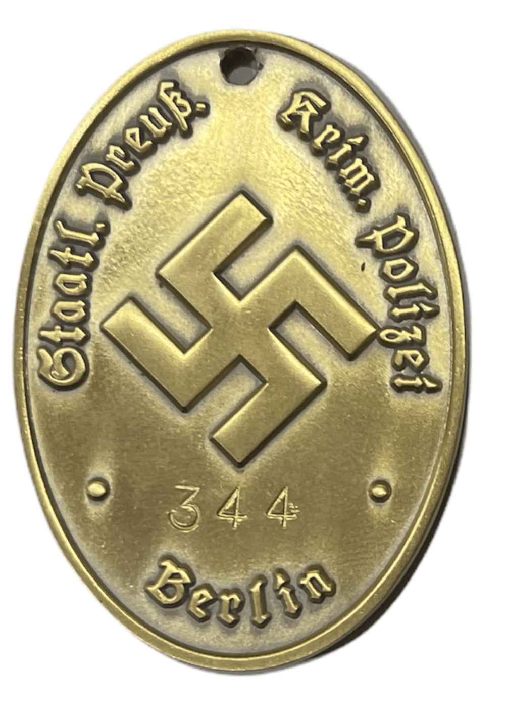 Prussian State Police Identification Tag - Brass-img-1