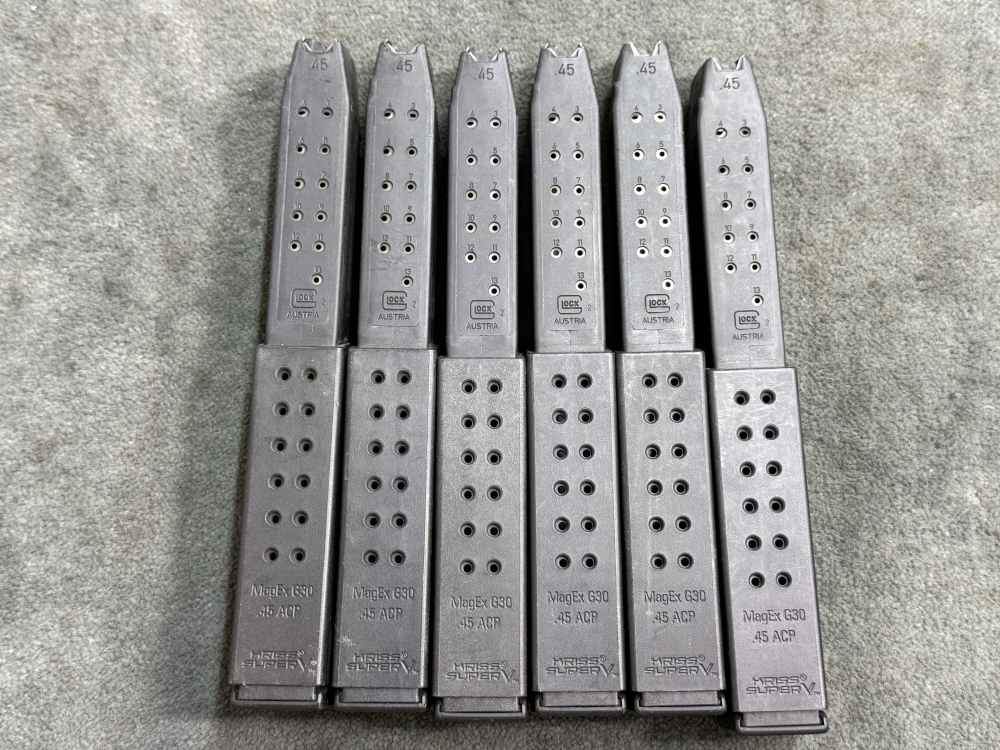 2 Kriss Glock 21 41 SF 30rd Magazines 13rd w/ 17rd Extension 45 ACP Black-img-1
