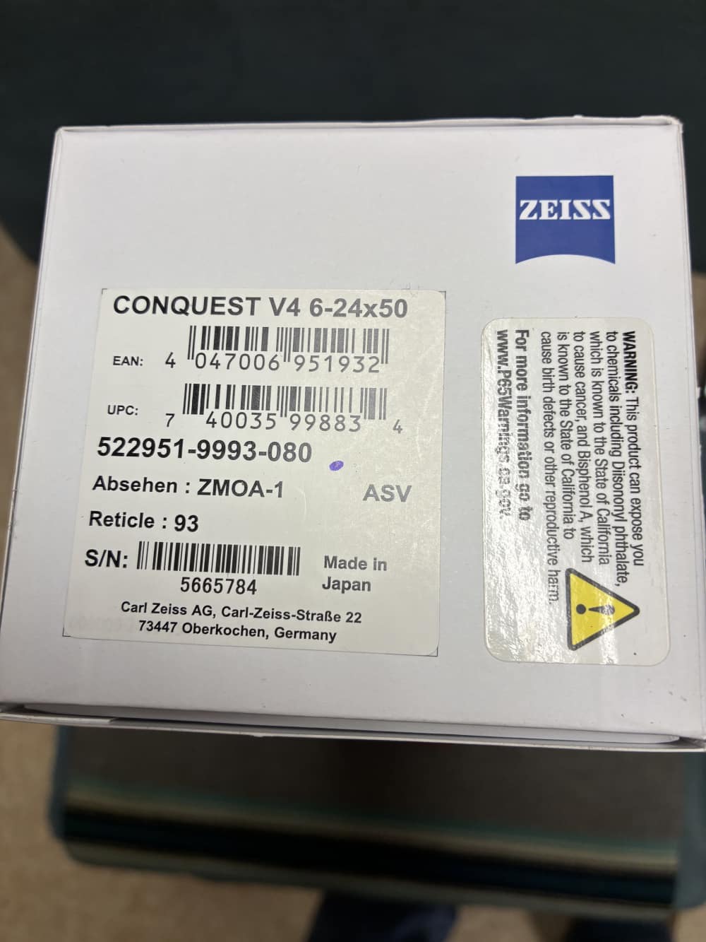 Zeiss CONQUEST V4 6-24x50 ZMOA-1 reticle 93 New in box-img-1