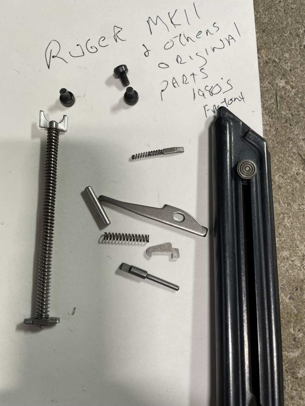 Ruger mkII mark2 mag & all bolt parts needed. OEM. Factory ‘80’s -img-0