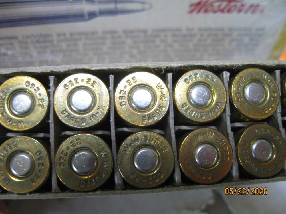 Full 1960's Classic Yellow Box 22-250 Ammo Minty Western Ammo-img-6