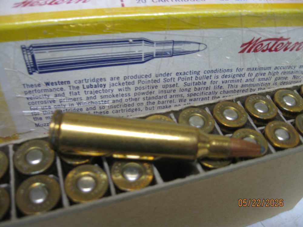 Full 1960's Classic Yellow Box 22-250 Ammo Minty Western Ammo-img-4