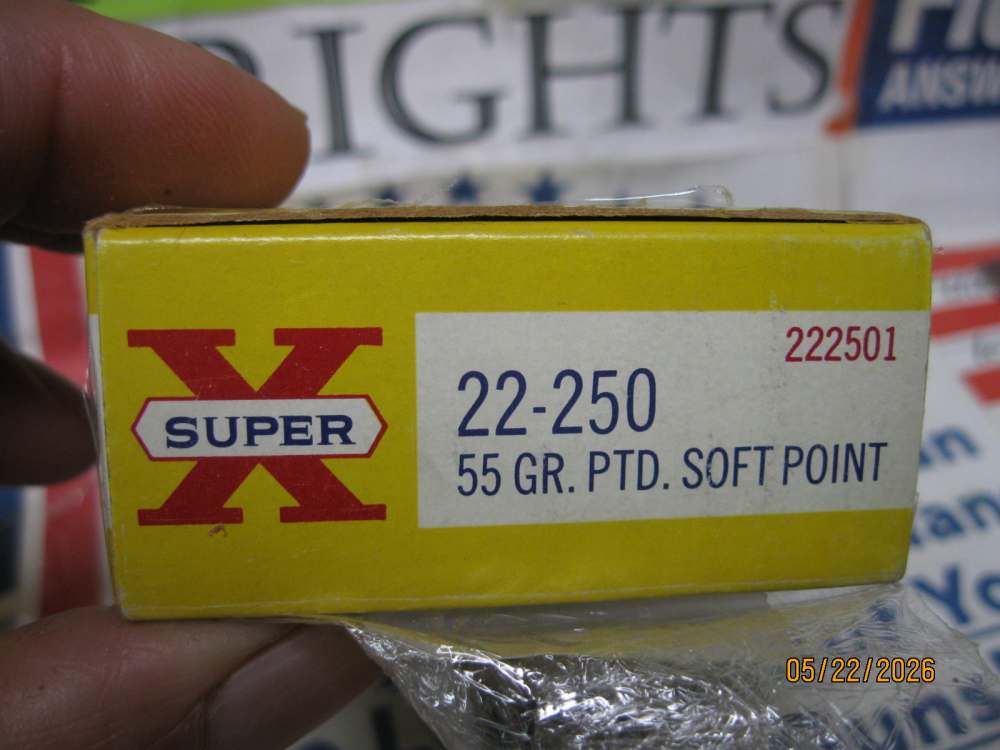 Full 1960's Classic Yellow Box 22-250 Ammo Minty Western Ammo-img-2