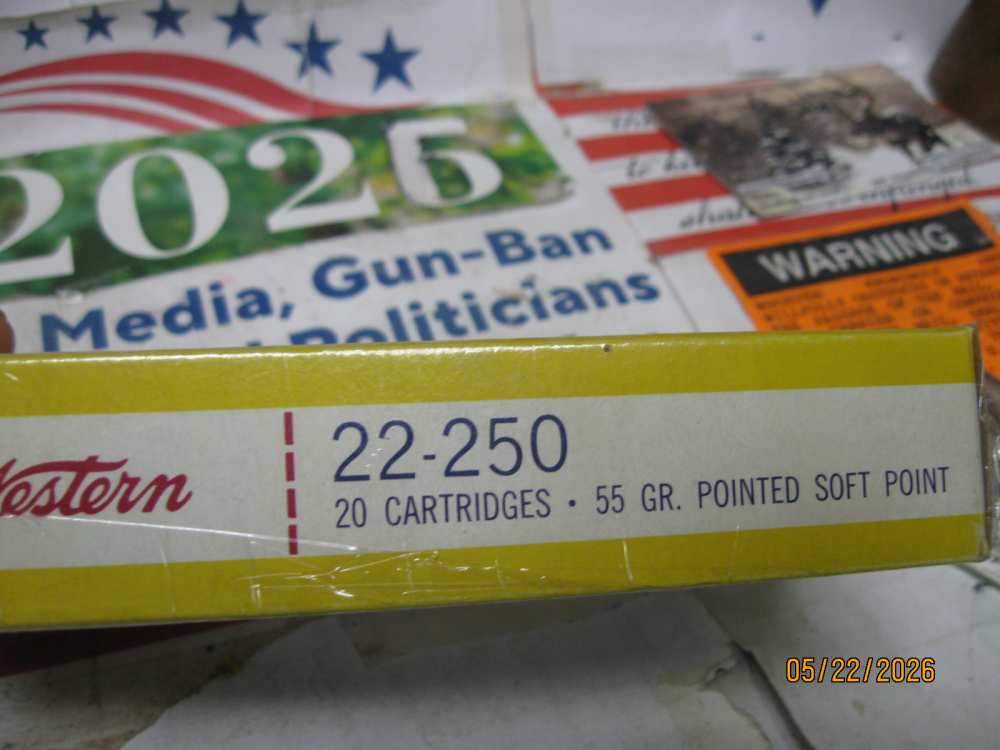 Full 1960's Classic Yellow Box 22-250 Ammo Minty Western Ammo-img-3