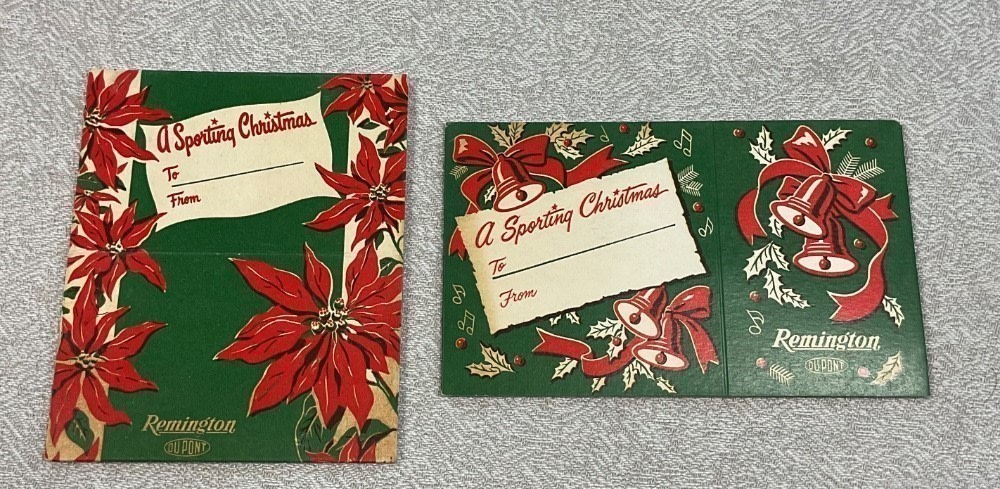 2- Vintage Remington Christmas Ammo Sleeves 22 Sh.&20 Ga-img-0