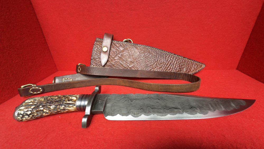 Keith KILBY – ACE OF SPADES II – CUSTOM DAMASCUS BOWIE KNIFE-img-0