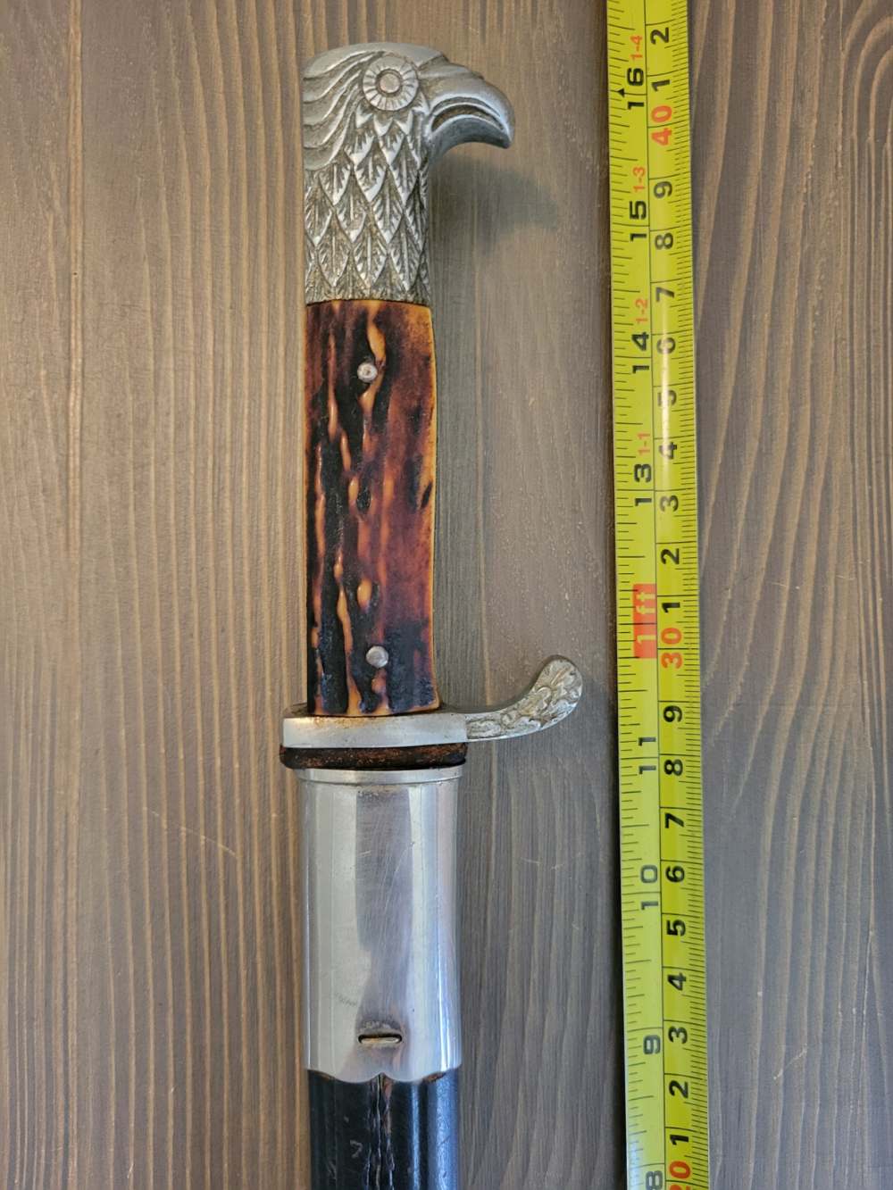 World War II German Stag Handle Eagle Head Bayonet w/SS Oval Carl Eickhorn-img-8