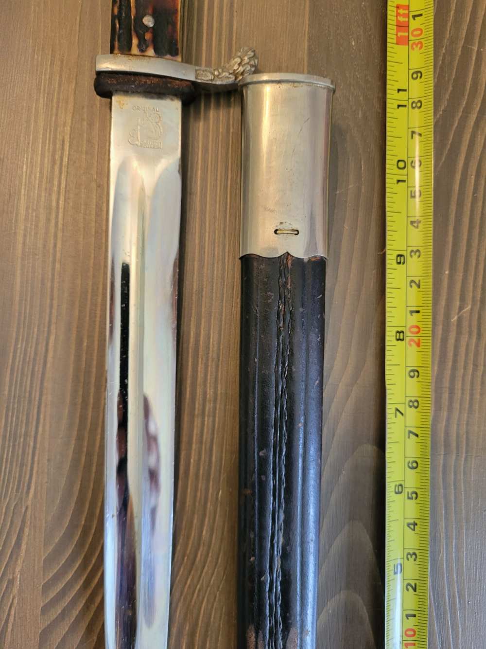 World War II German Stag Handle Eagle Head Bayonet w/SS Oval Carl Eickhorn-img-9
