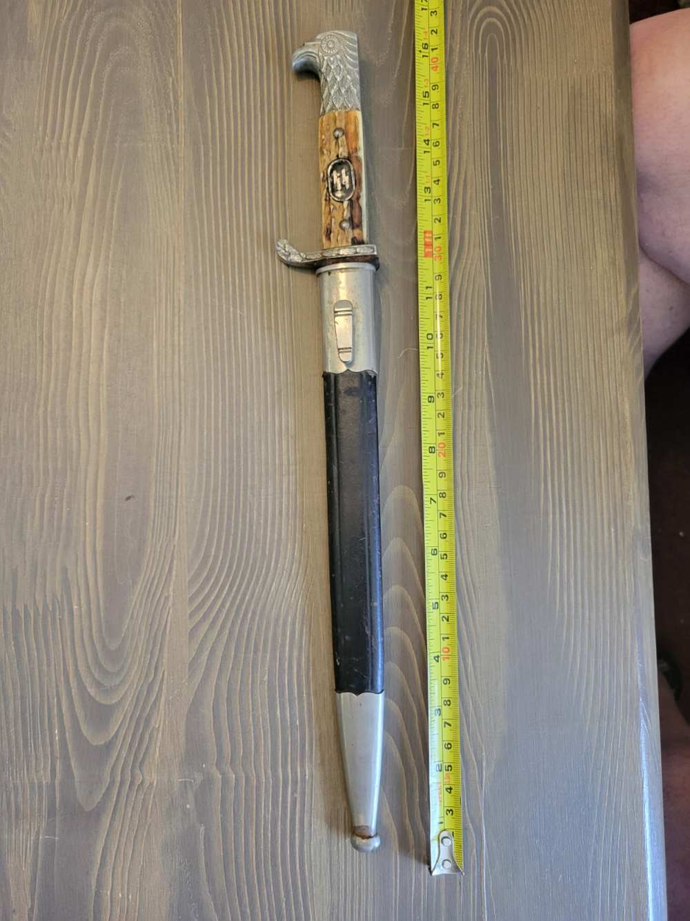 World War II German Stag Handle Eagle Head Bayonet w/SS Oval Carl Eickhorn-img-4
